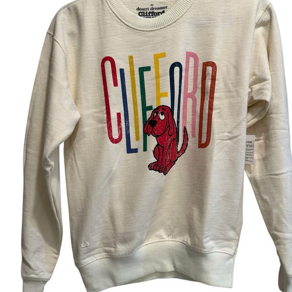 Urban Outfitters Clifford The Big Red Dog Sweatshirt Womens XS Ivory Long Sleeve - Picture 1 of 4